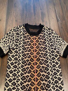 MAEVE by Anthropologie Black and White Textured Short-Sleeve Sweater XS